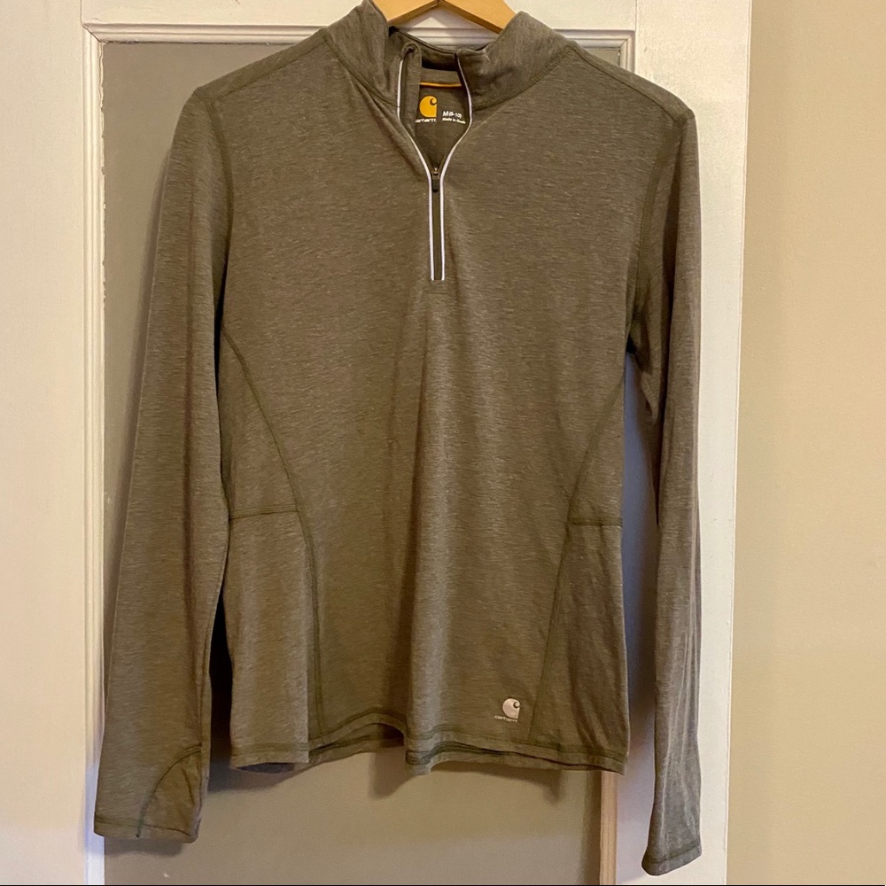 Green women’s Carhartt quarter zip shirt
